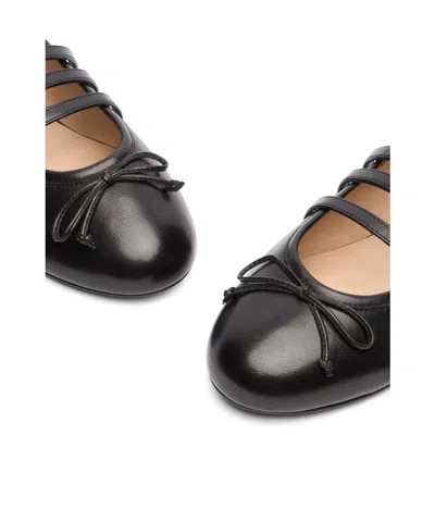 Stuart Weitzman Round-toe Mary Jane Ballet Flats In Black