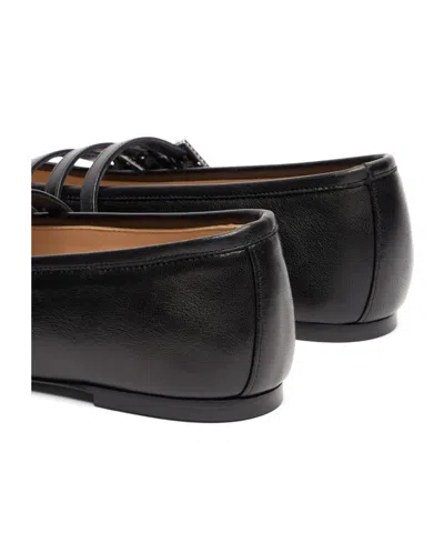 Stuart Weitzman Round-toe Mary Jane Ballet Flats In Black