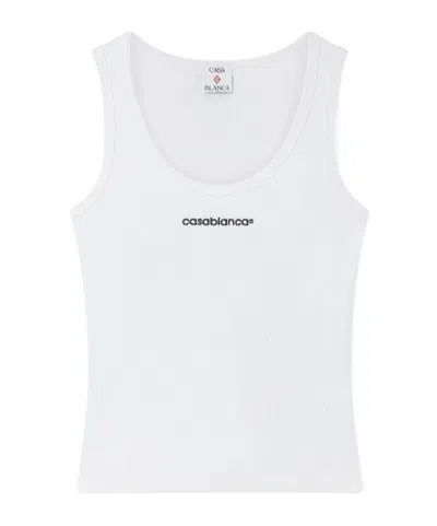 Casablanca Ribbed Tank Top In White