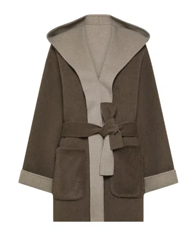 Seventy Hooded Belted Coat In Green