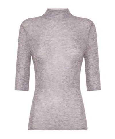 Seventy Sparkle-embellished Quarter-sleeve Sweater In Gray