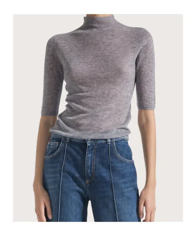 Seventy Sparkle-embellished Quarter-sleeve Sweater In Gray