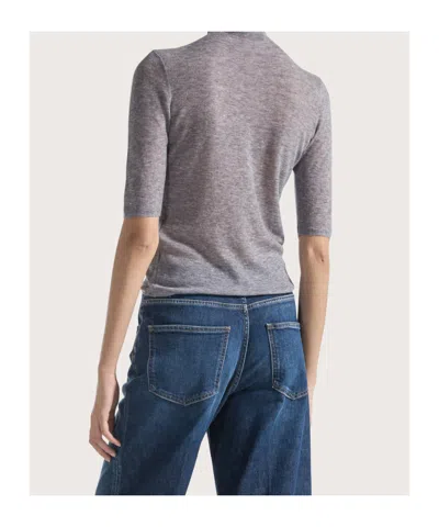 Seventy Sparkle-embellished Quarter-sleeve Sweater In Gray