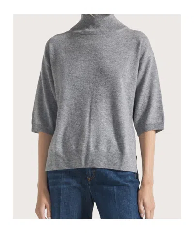 Seventy High-neck Short-sleeve Top In Gray