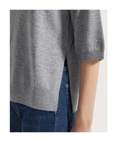 Seventy High-neck Short-sleeve Top In Gray
