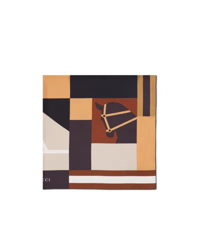 Gucci Printed Silk Carré In Multi