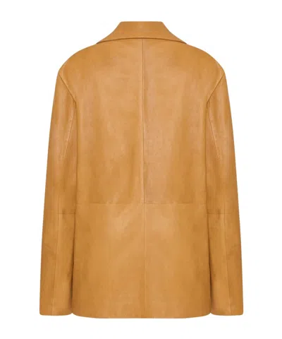 The Row Fabian Leather Jacket In Brown