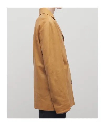 The Row Fabian Leather Jacket In Brown