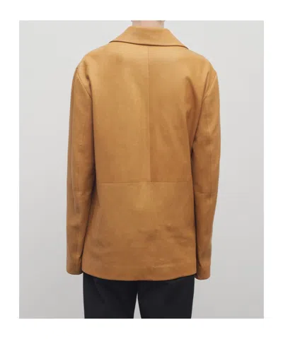 The Row Fabian Leather Jacket In Brown