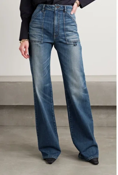 Nili Lotan Wide-leg Denim Trousers In Blue