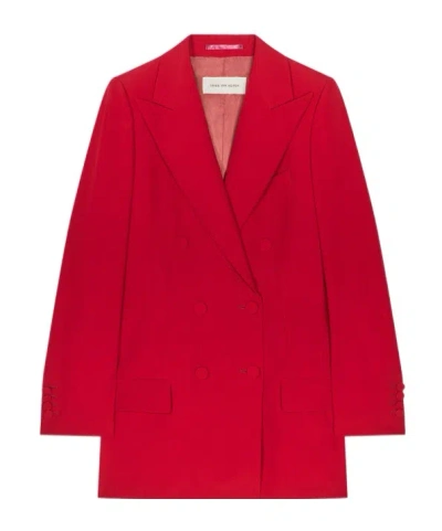 Dries Van Noten Long-sleeved Suit Jacket In Red
