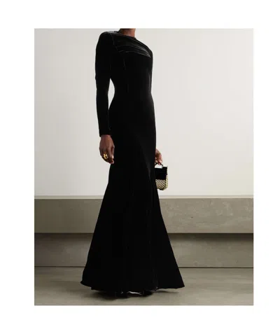 Dolce & Gabbana Velvet Maxi Dress In Black