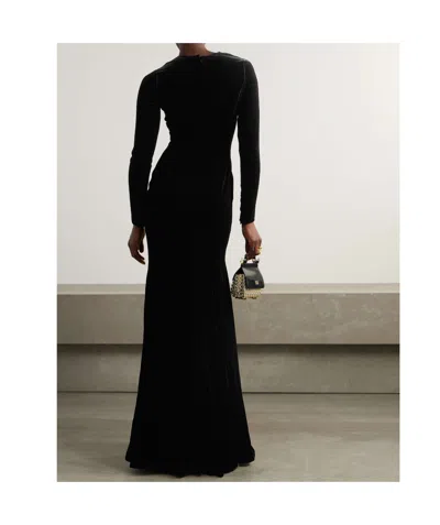 Dolce & Gabbana Velvet Maxi Dress In Black