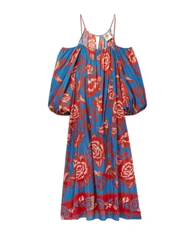 Farm Rio Suspender Dress In Blue