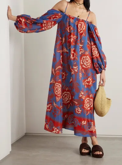 Farm Rio Suspender Dress In Blue