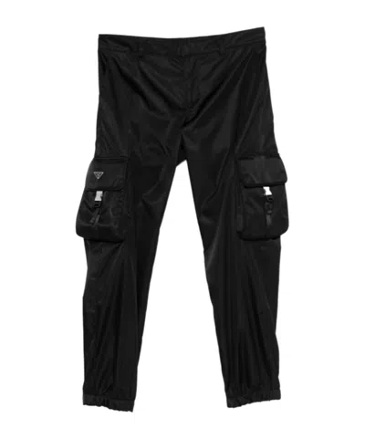 Prada Logo-plaque Trousers In Black
