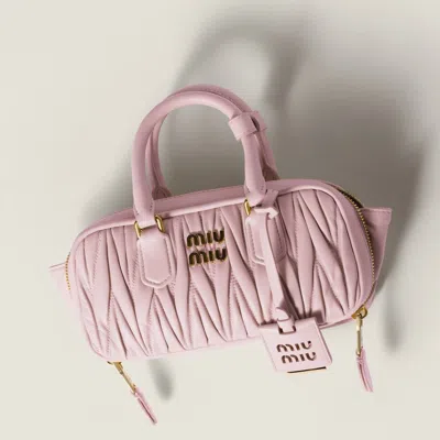 Miu Miu Arcadie Matelassé Tote Bag In Pink
