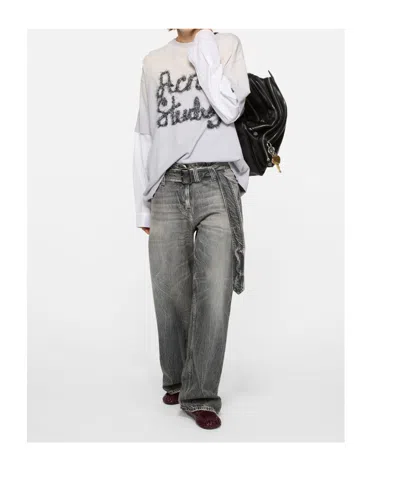Acne Studios Belted Trousers In Gray