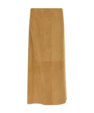 The Row Danas Skirt Seam Detailing Side Slit Wrap In Brown