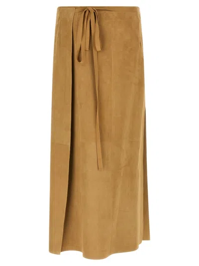 The Row Danas Skirt Seam Detailing Side Slit Wrap In Brown