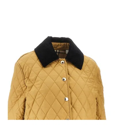 Burberry Quilted Jacket With Logo Embroidery In Yellow