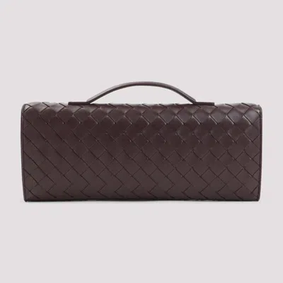 Bottega Veneta Women Leather Andiamo Clutch With Intrecciato Motif In Black