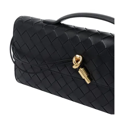 Bottega Veneta Women Leather Andiamo Clutch With Intrecciato Motif In Black
