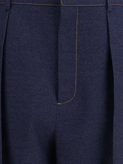 Bottega Veneta Women Mélange Wool Pants In Blue