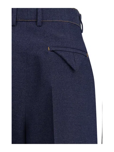 Bottega Veneta Women Mélange Wool Pants In Blue
