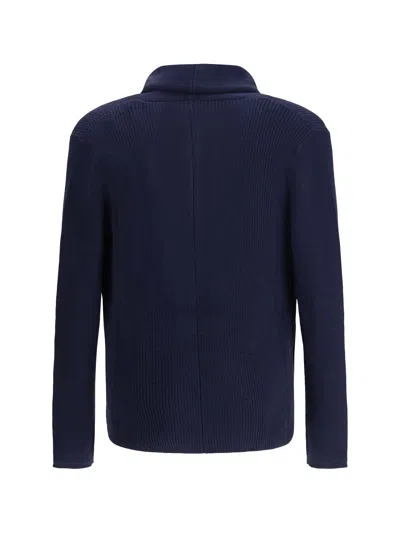 Brunello Cucinelli Double Breasted Ribbed Knit Button Cardigan In Blue