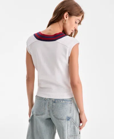 Bar Iii Women's Sleeveless V-neck Sweater Vest, Exclusively At Macy's In White