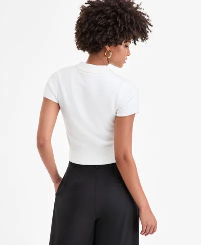 Bar Iii Women's Short-sleeve Mock Neck Sweater, Macy's Exclusive In White