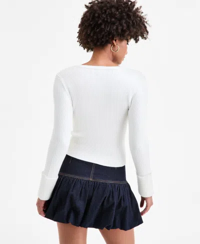 Bar Iii Women's Zip-front Ribbed-knit Sweater, Macy's Exclusive In Brown