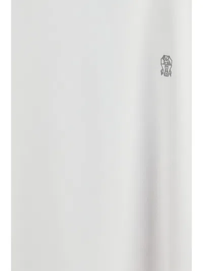 Brunello Cucinelli Men Cotton Jersey Crew-neck T-shirt With Logo And Faux-layering In White