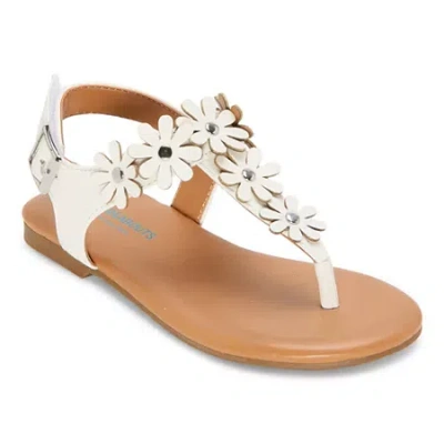 Thereabouts Little & Big Kid Girls Hazel Adjustable Strap Flat Sandals In White