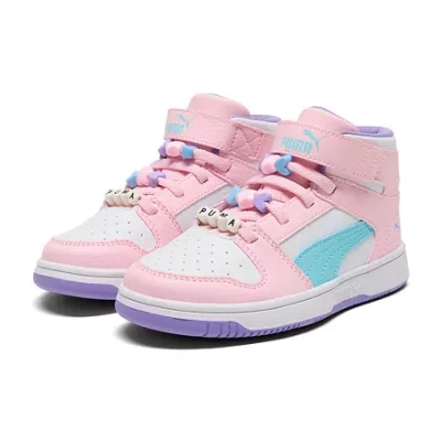 Puma Rebound Layup Friendship Bracelet Little Kid Girls Basketball Shoes In Purple