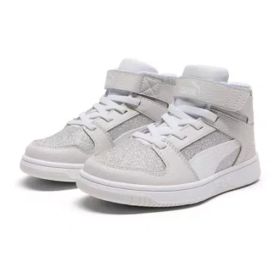 Puma Rebound Layup Glitz Little Kid Girls Basketball Shoes In Silver