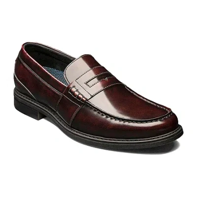 Nunn Bush Lincoln Leather Moc Toe Penny Loafer In Polished Burgundy