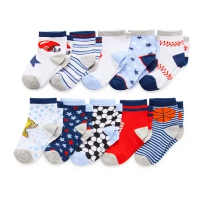 Piper & Jax Baby Boys 10 Pair Crew Socks In Blue