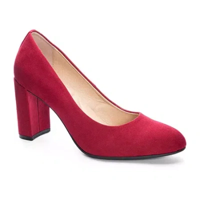 Cl By Laundry Lofty Womens Round Closed Toe Block Heel Pumps In Red