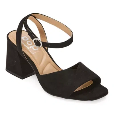 Pop Womens Plot Heeled Sandals In Black