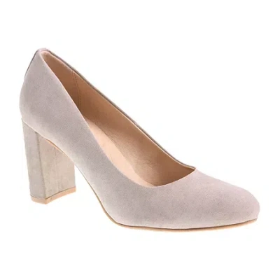 Cl By Laundry Lofty Womens Round Closed Toe Block Heel Pumps In Gray