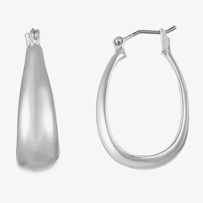 Liz Claiborne Hoop Earrings Silvertone In Silver