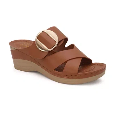 Yoki Irena Womens Round Work Shoes In Brown