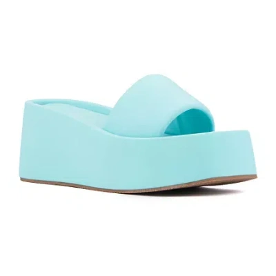 Olivia Miller Womens Uproar Wedge Sandals In Blue