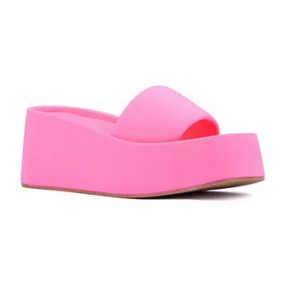 Olivia Miller Womens Uproar Wedge Sandals In Pink