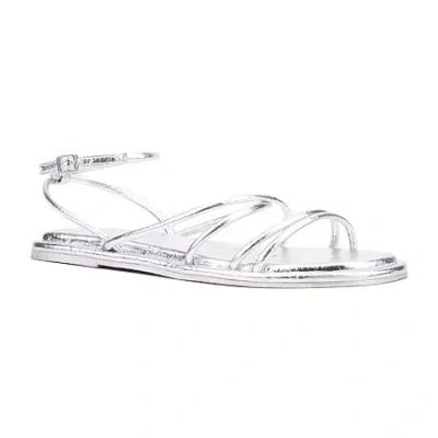 Olivia Miller Womens Public Eye Strap Sandals In Metallic