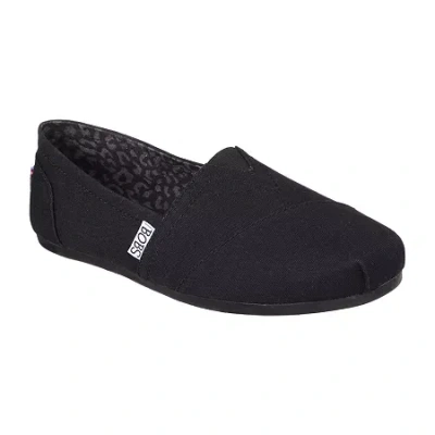 Bobs From Skechers Skechers Bobs Plush Peace And Love Womens Round Closed Toe Slip-on Shoe In Black