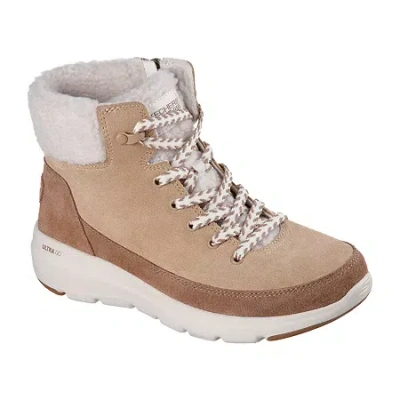 Skechers Womens Glacial Ultra Flat Heel Lace Up Boots In Brown