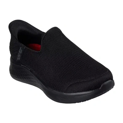 Skechers Hands Free Slip-ins Skech-lite Pro Floom Womens Moc Closed Toe Work Shoes In Black